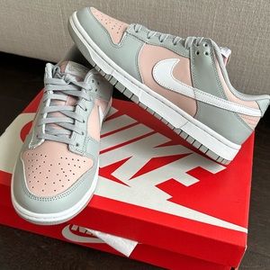 BRAND NEW unworn with box - Nike Women’s Dunk Low in pink Oxford/white size 8
